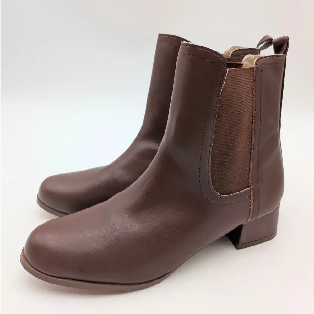 Chase + Chloe Junie Ankle Boots Elastic Panel Women's Cognac Brown Sz US8.5 EU39